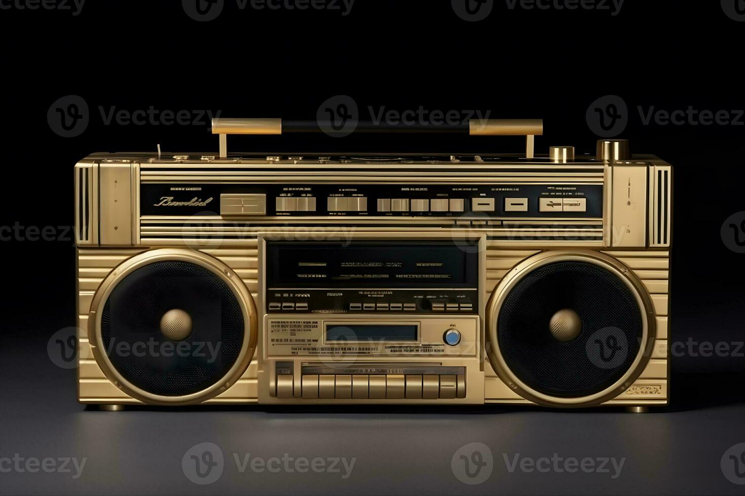 AI generated Retro radio cassette recorder ghetto blaster. Neural network AI generated photo