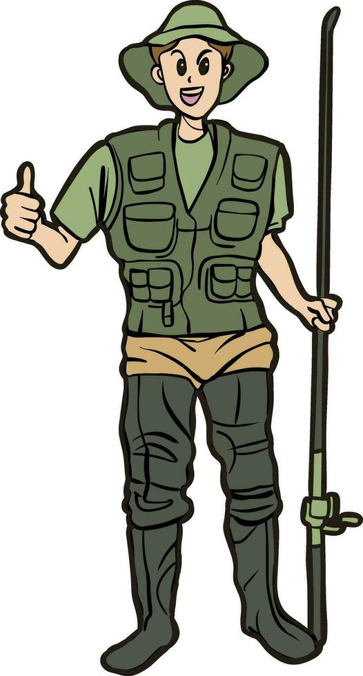 A Fisherman character cartoon vector