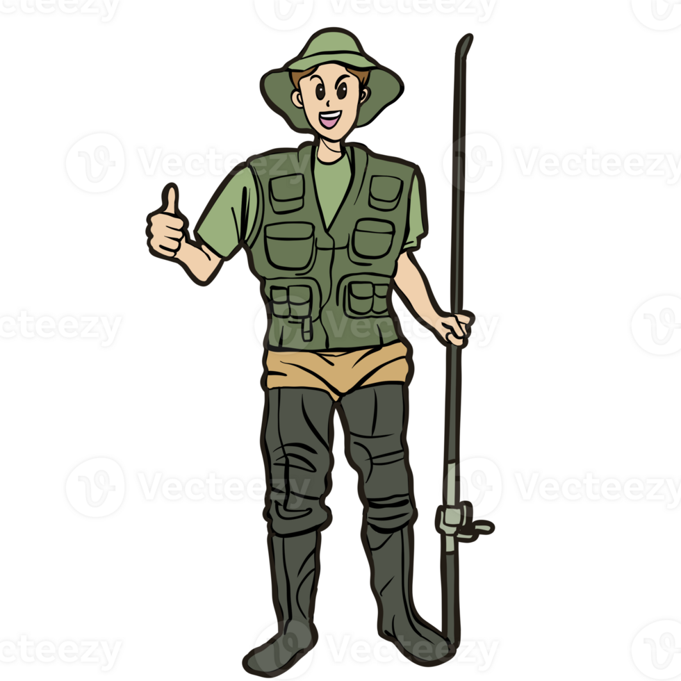 A Fisherman character cartoon png