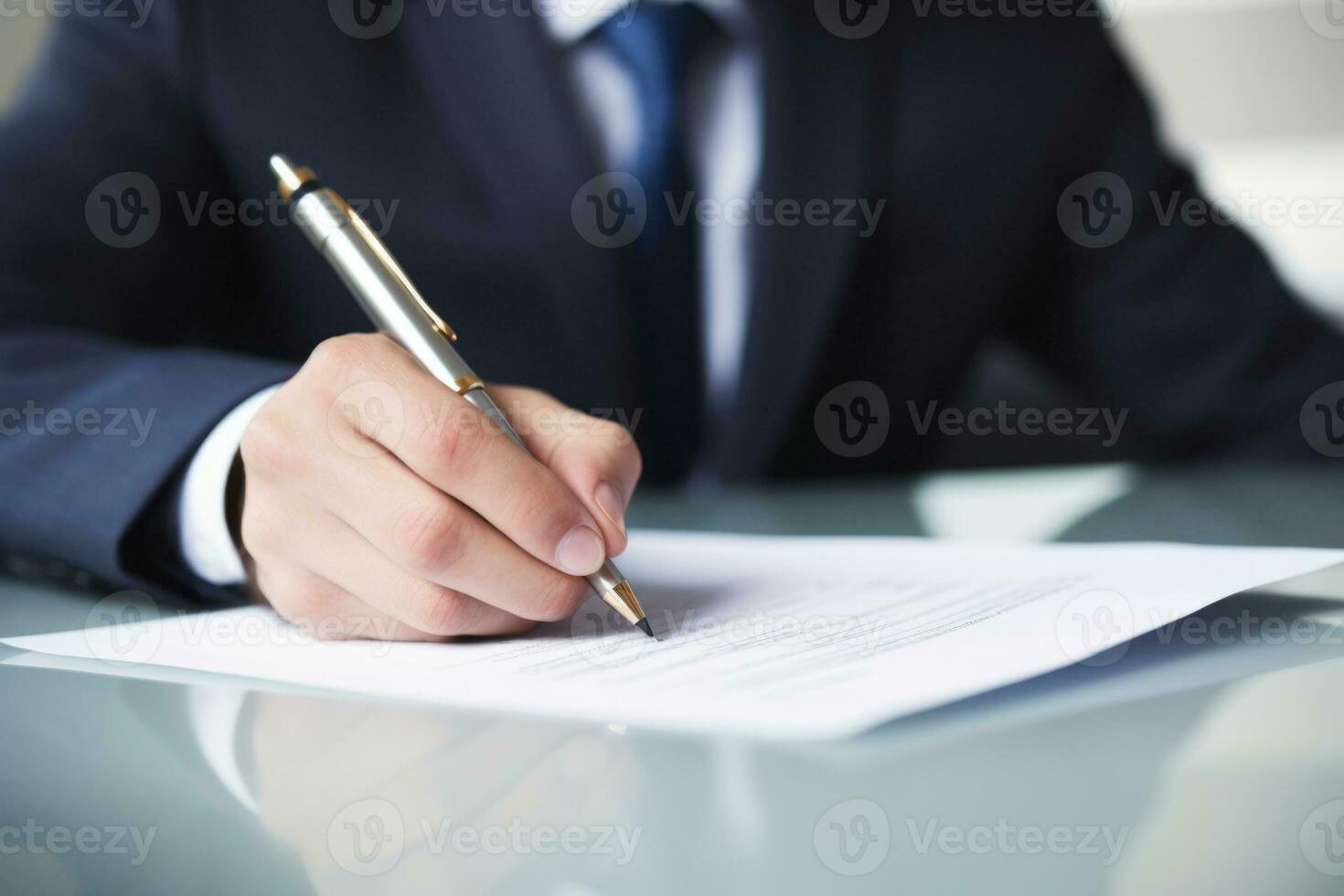AI generated Man signs a paper document photo