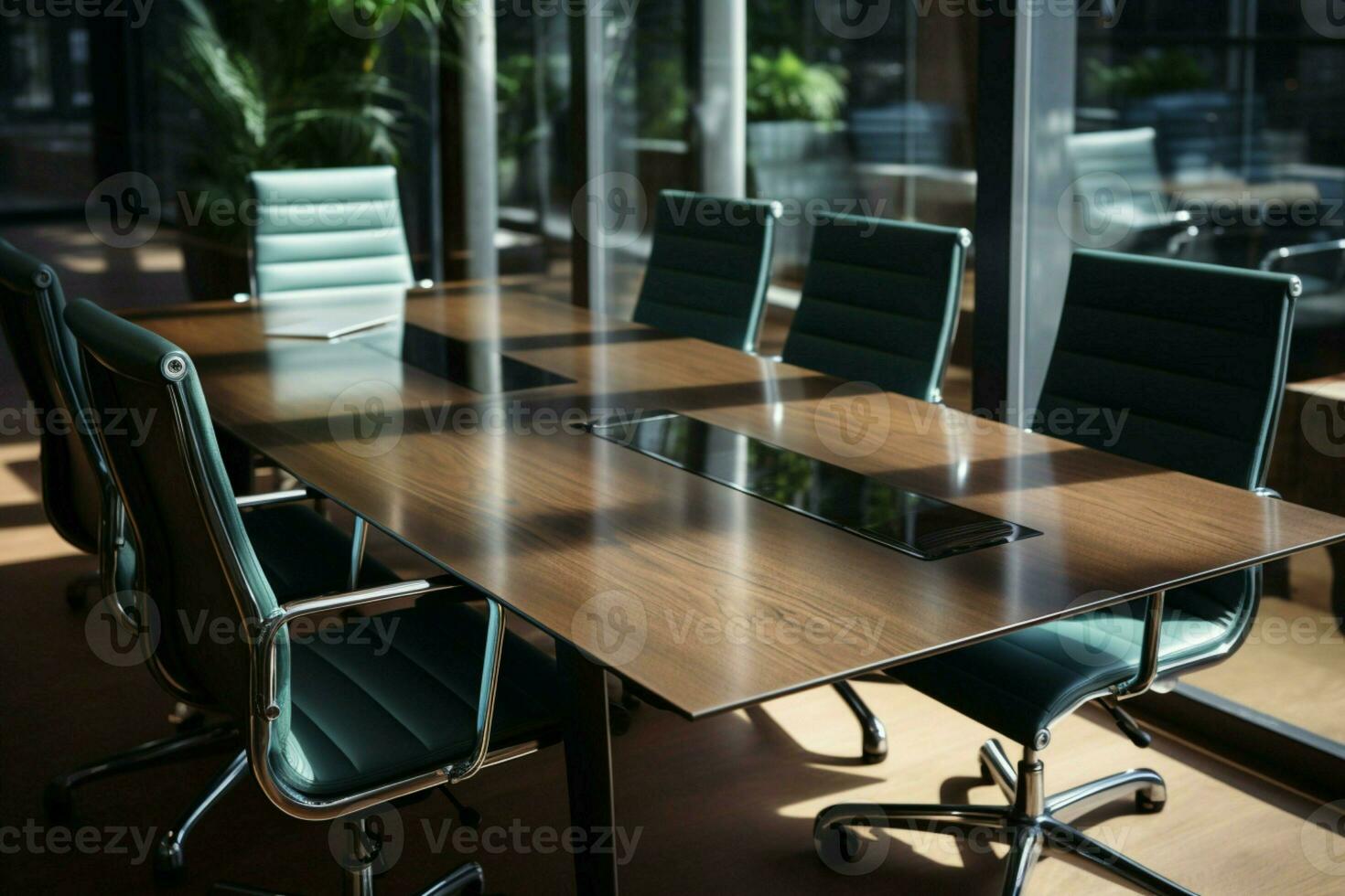 ai generado negocio negociaciones moderno conferencia habitación en oficina para reuniones foto