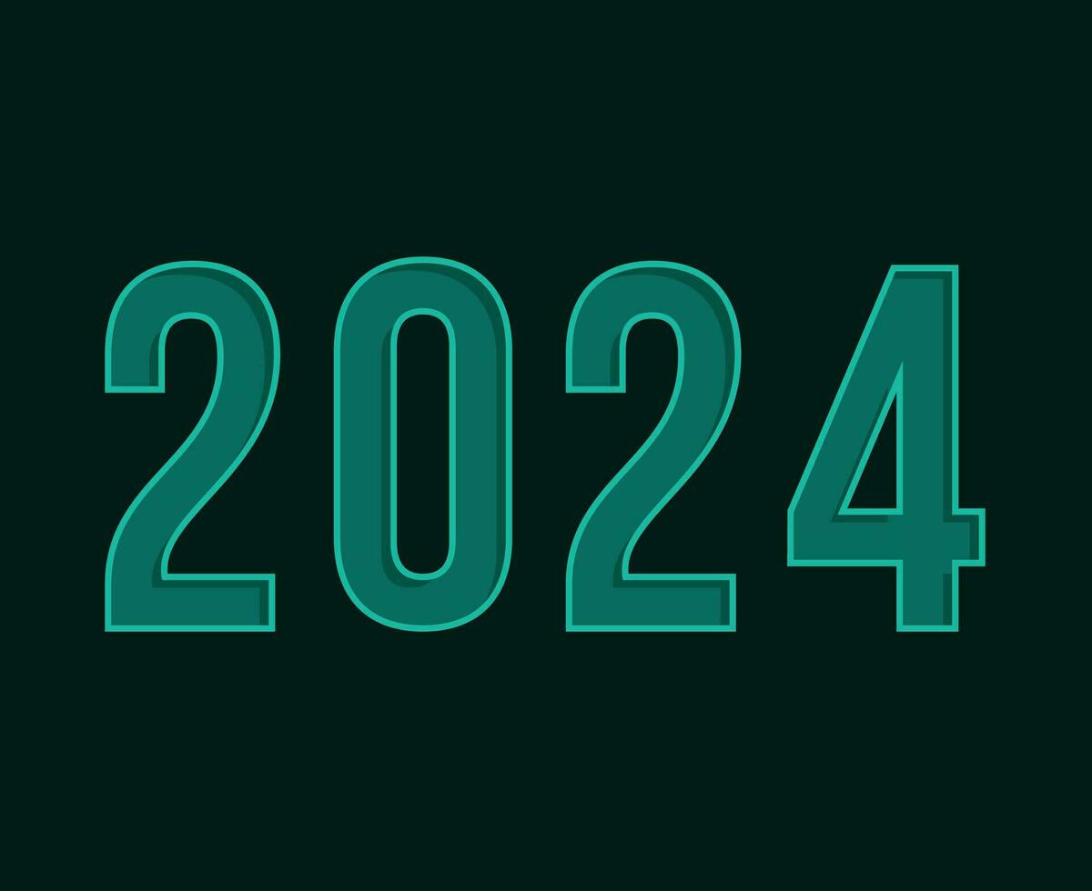 contento nuevo año 2024 resumen verde gráfico diseño vector logo símbolo ilustración con negro antecedentes