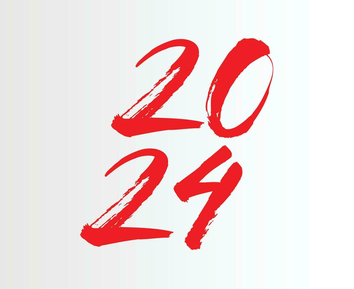 Happy New Year 2024 Abstract Red Graphic Design Vector Logo Symbol Illustration With Gray Background
