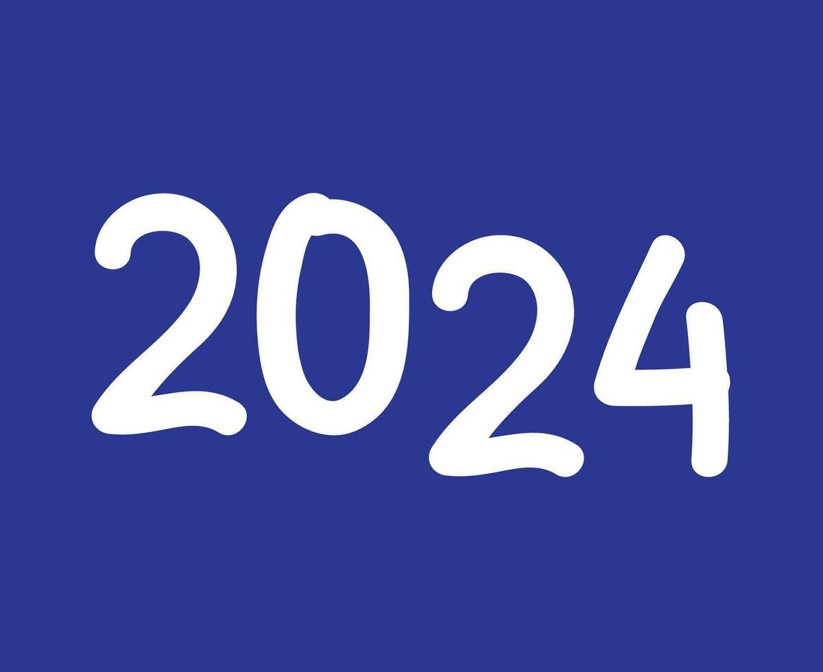 contento nuevo año 2024 resumen blanco gráfico diseño vector logo símbolo ilustración con azul antecedentes