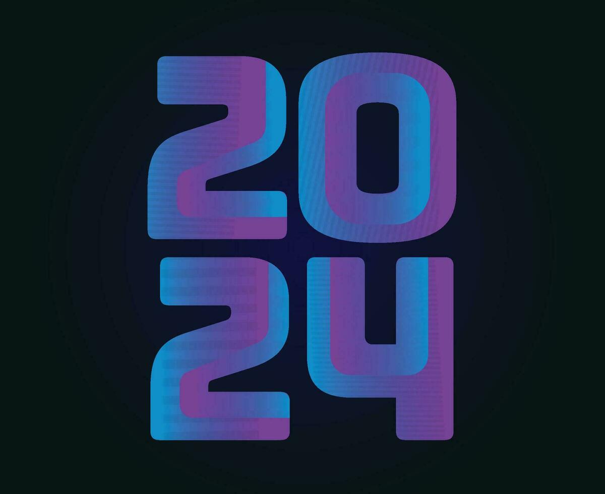 contento nuevo año 2024 resumen púrpura gráfico diseño vector logo símbolo ilustración con azul antecedentes
