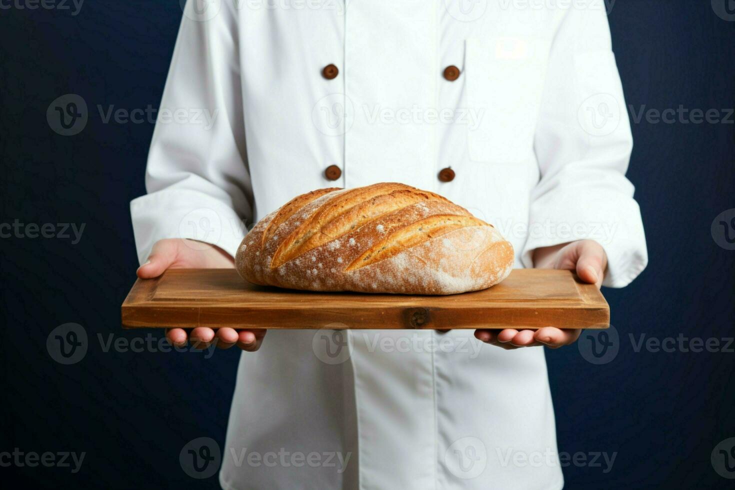 ai generado blanco lona cocinero en cerca arriba, participación un vacío blanco tablero foto