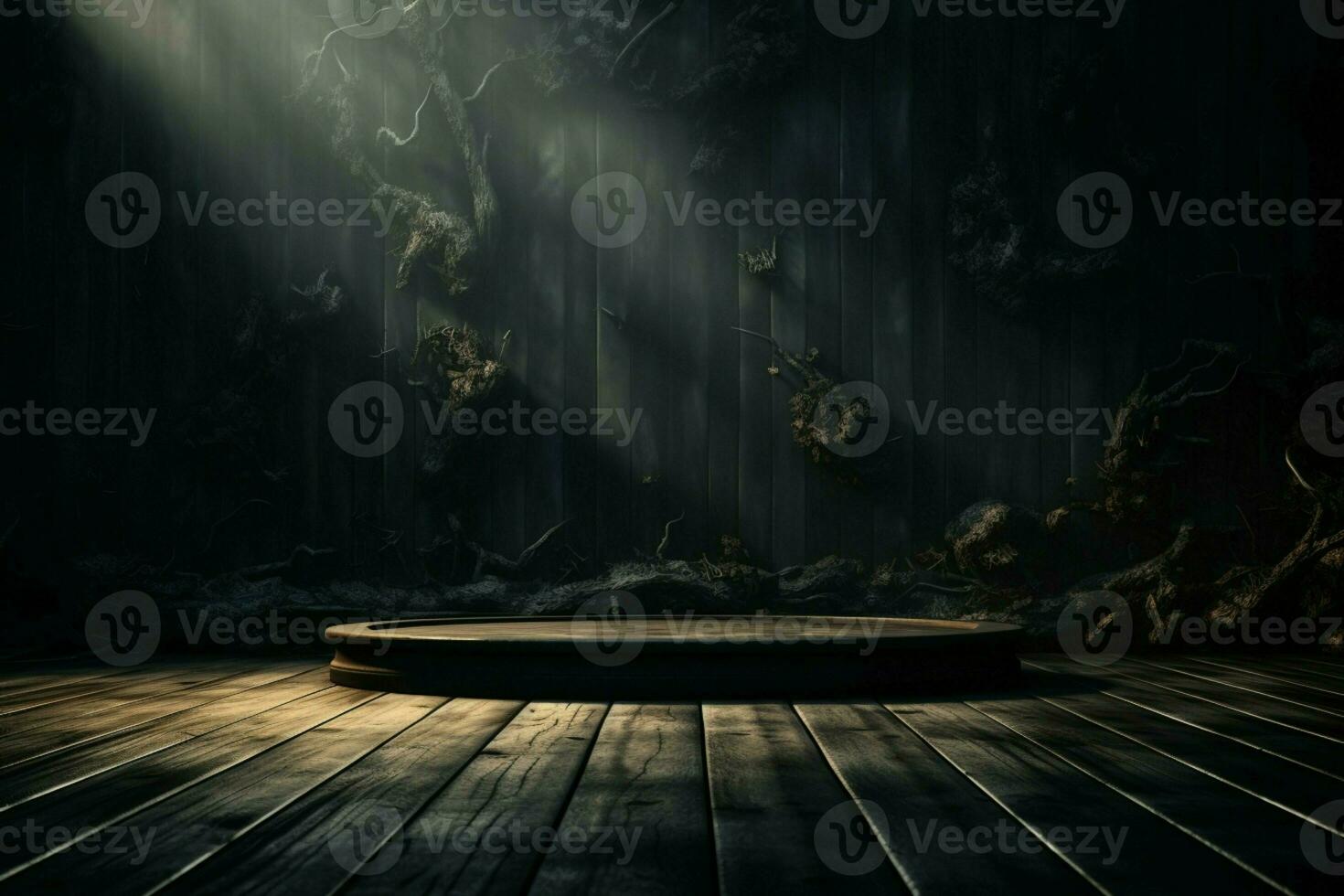 AI generated Spooky scene Mysterious Halloween atmosphere with chilling wooden planks backdrop AI Generated photo