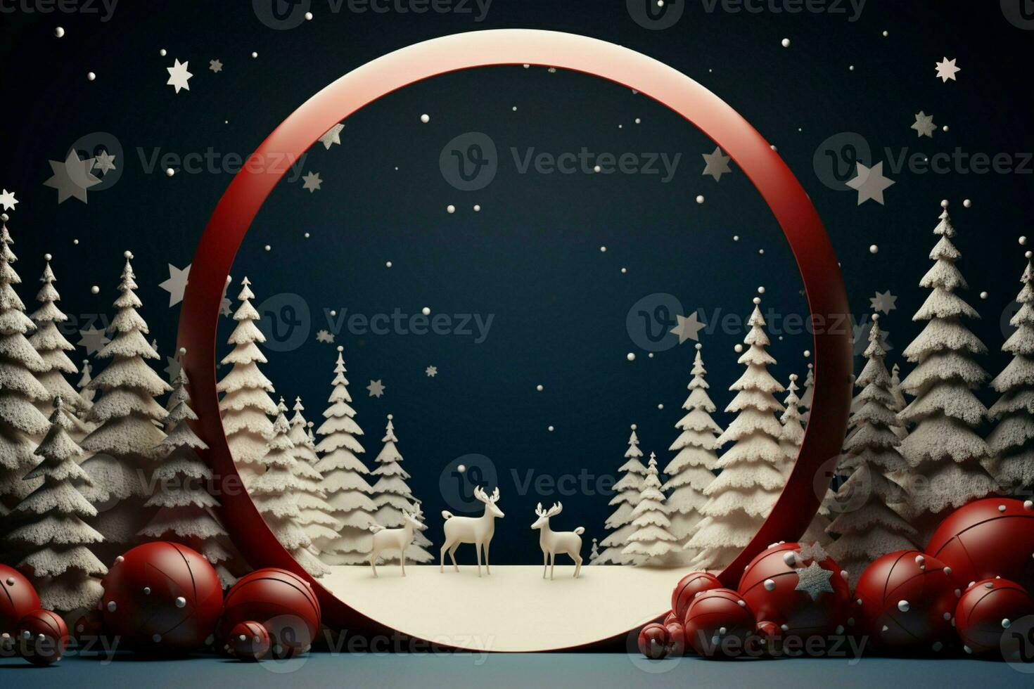 AI generated 3D circle frame a beautiful backdrop to celebrate Merry Christmas and Happy New Year AI Generated photo