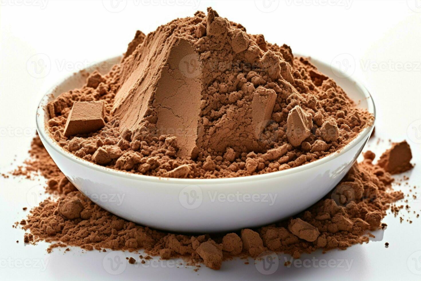 AI generated Culinary detail Cocoa powder isolated, on a clean white background photo