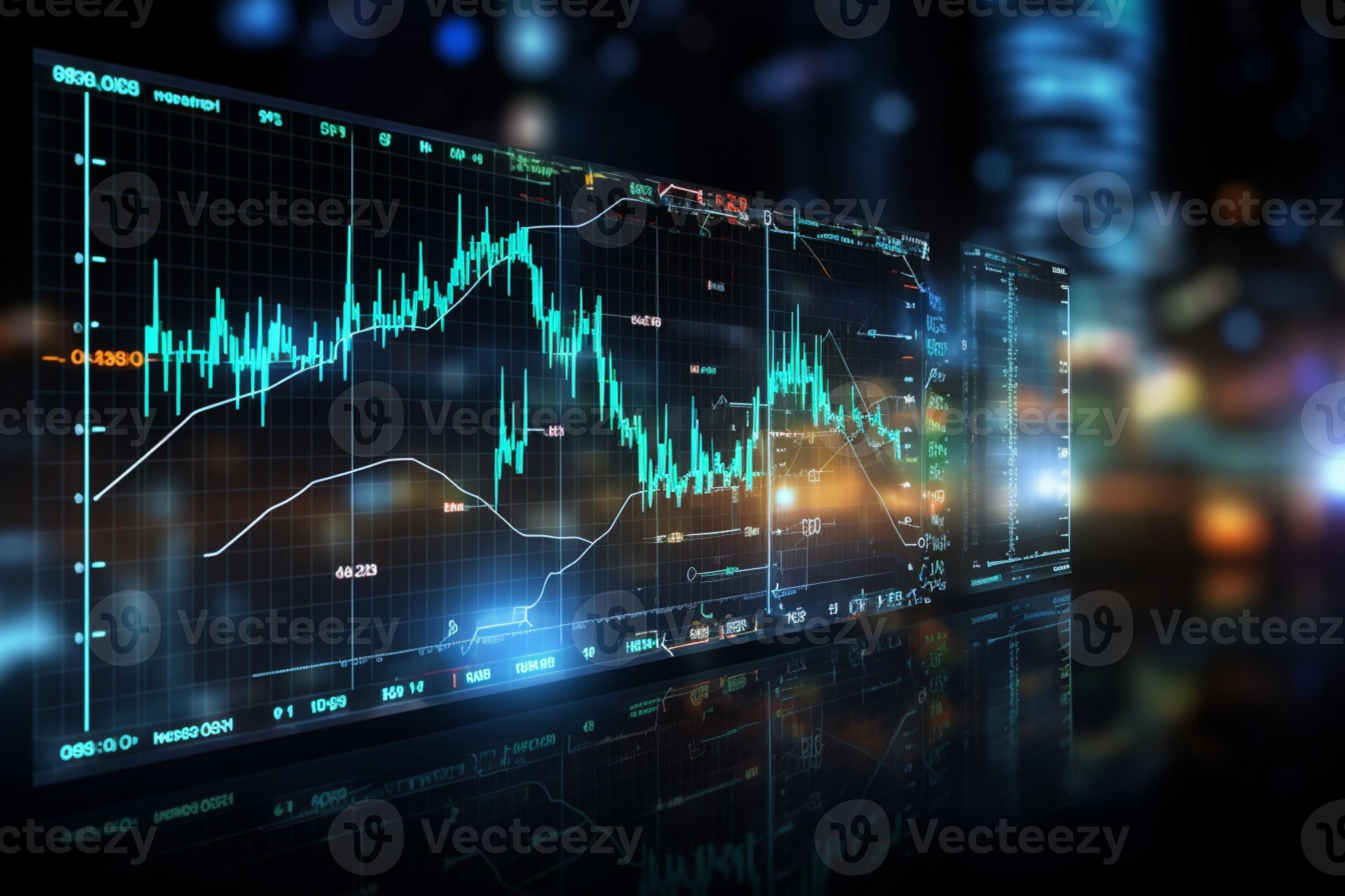 AI generated Market dynamics Graph with sell and buy indicators offering insights into stock 