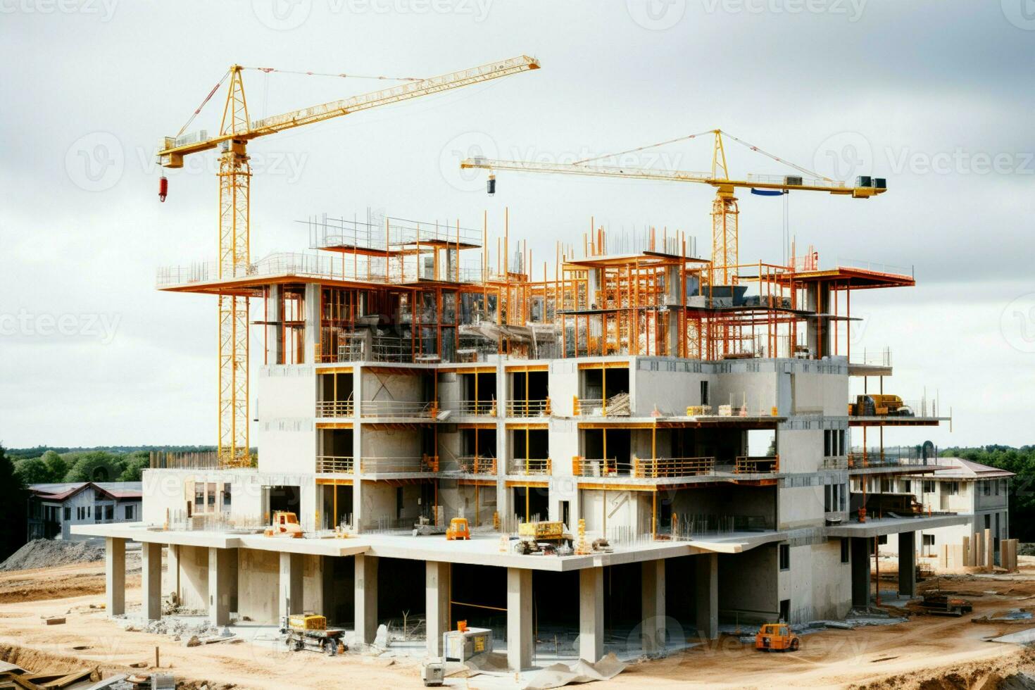 AI generated Construction in focus Building under construction isolated on a white background AI Generated photo