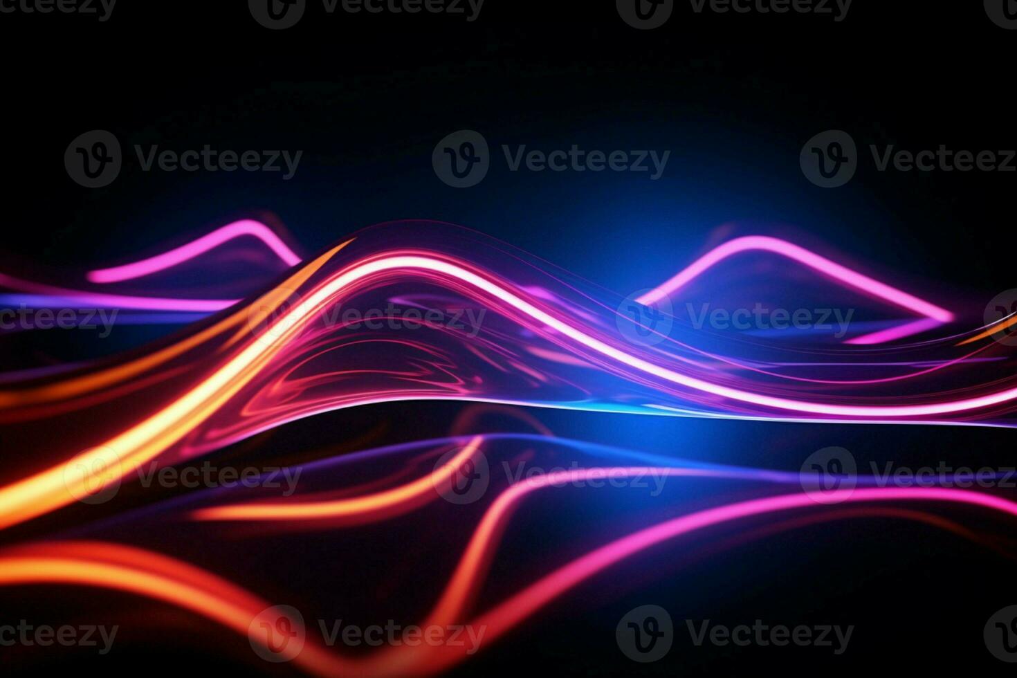 AI generated Glowing curvy shapes in a mesmerizing 3D abstract tech background photo