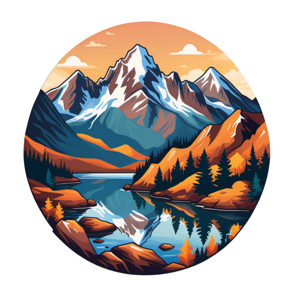 AI generated illustration of beautiful mountain and lake views png