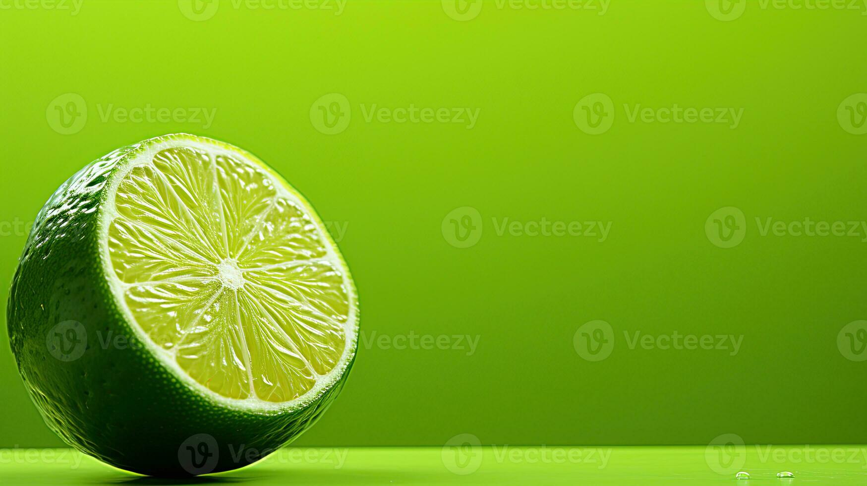AI generated Lime Citrus Fruits. Close up shot of wet limes. Created with Generative AI photo