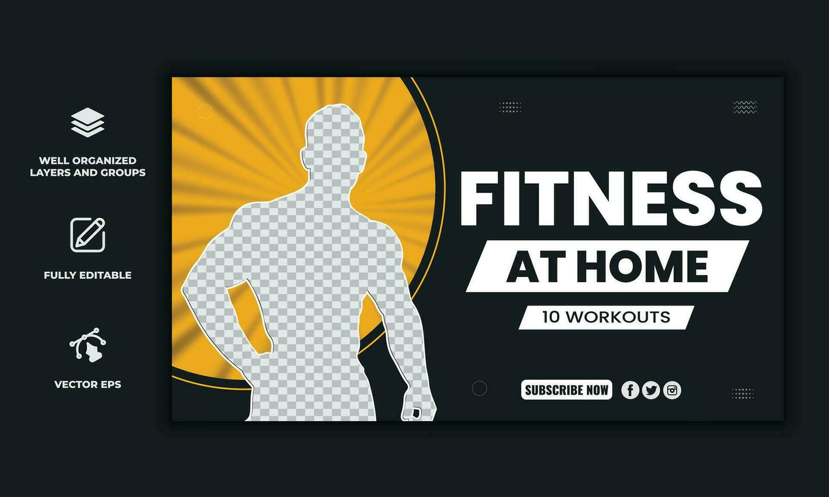 Flat design fitness and gym template Fitness gym youtube thumbnail and web banner design Fitness gym training thumbnail design for any videos. vector