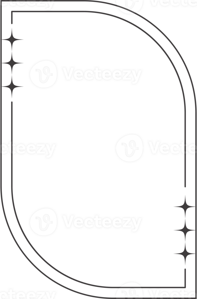 estético quadro, Armação e forma com estrelas. mínimo ano 2000 esboço gráfico Projeto com brilhos. abstrato arco fronteira. na moda boho geométrico modelo. png