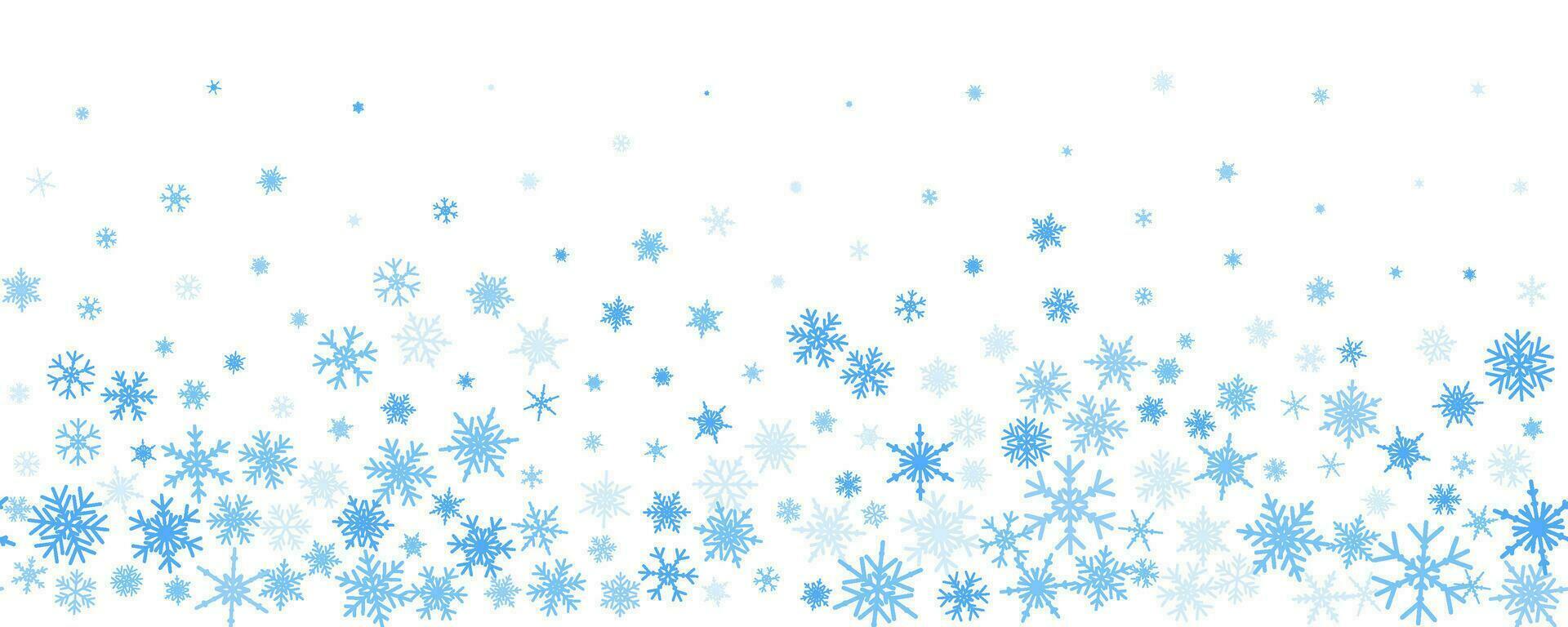 Snowflakes vector background. Winter holiday decor with blue crystal elements. Graphic icy frame isolated on white backdrop.