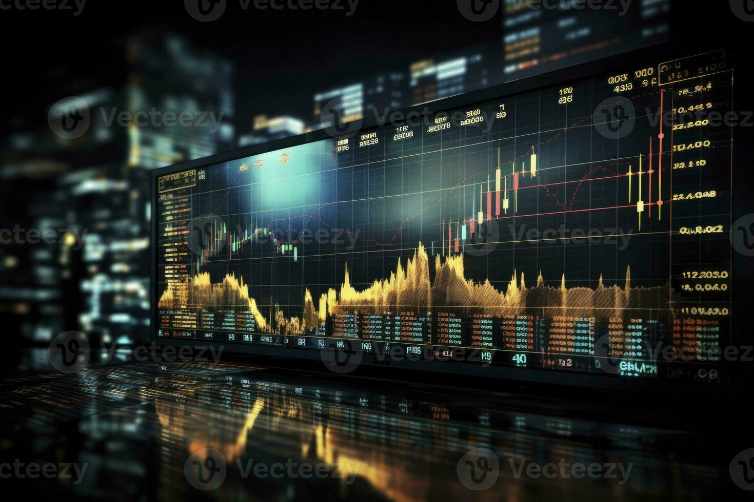 AI generated Digitally Generated Currency and Exchange Stock Chart for Finance and Economy Based Computer Software and Coding Display. AI Generated photo
