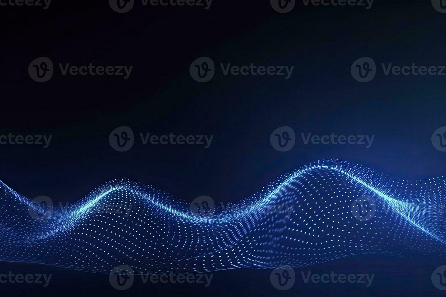AI generated Dynamic blue particle wave. Abstract sound visualization. Digital structure of the wave flow of luminous particles. AI Generated. photo
