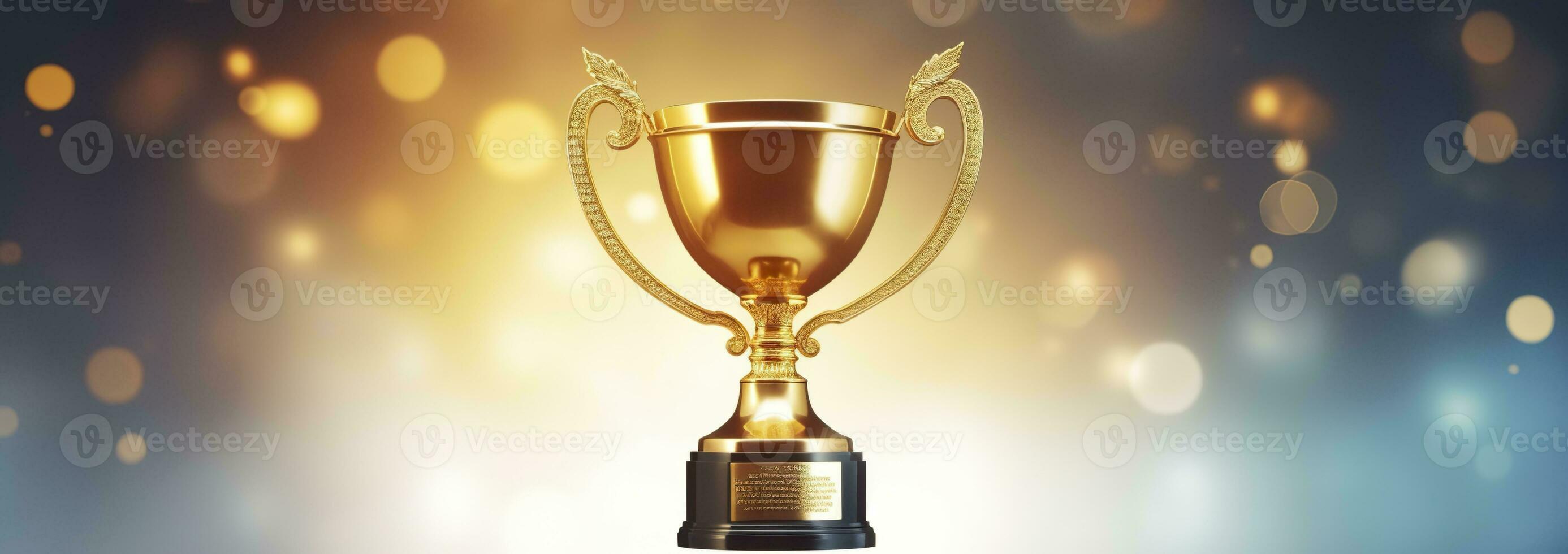 AI generated Champion golden trophy for winner background. Success and achievement concept. Generative AI photo