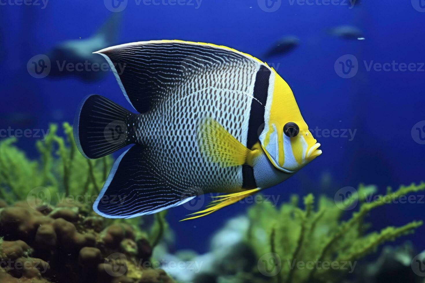 AI generated Beautiful angelfish in the ocean. AI Generated photo