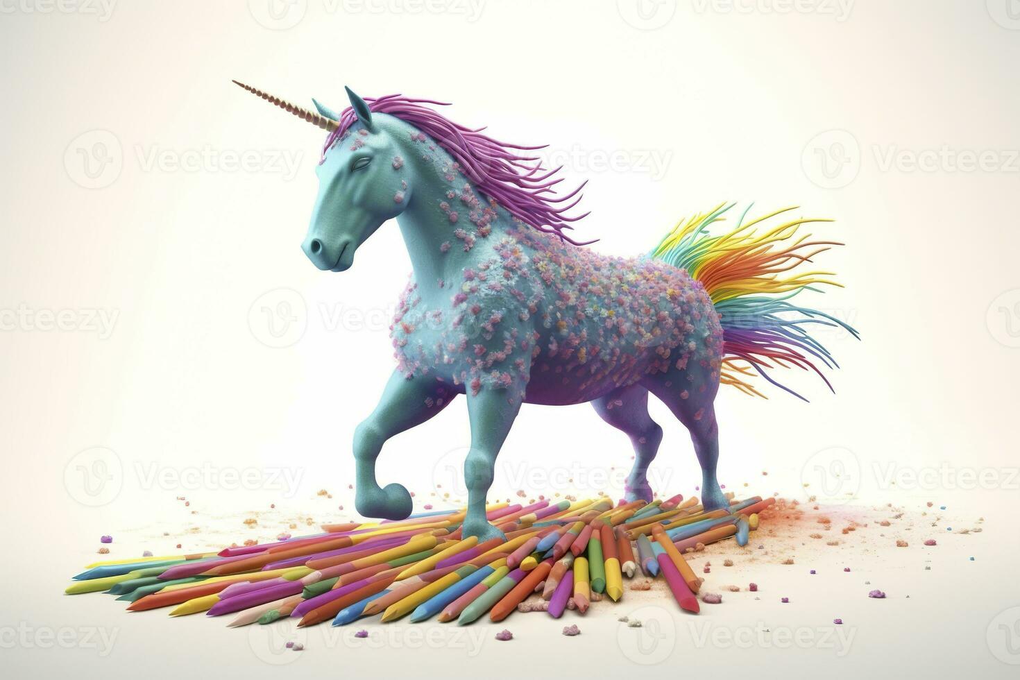 AI generated Beautiful unicorn with light colors. AI Generative photo