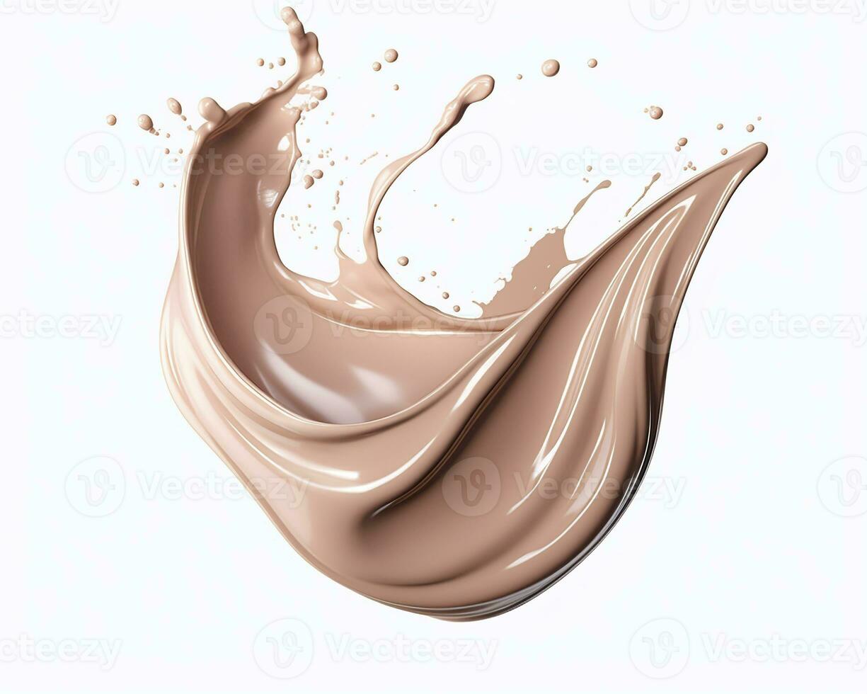 AI generated Liquid foundation splash element, fluid cosmetic cream 3d rendering. AI Generated photo