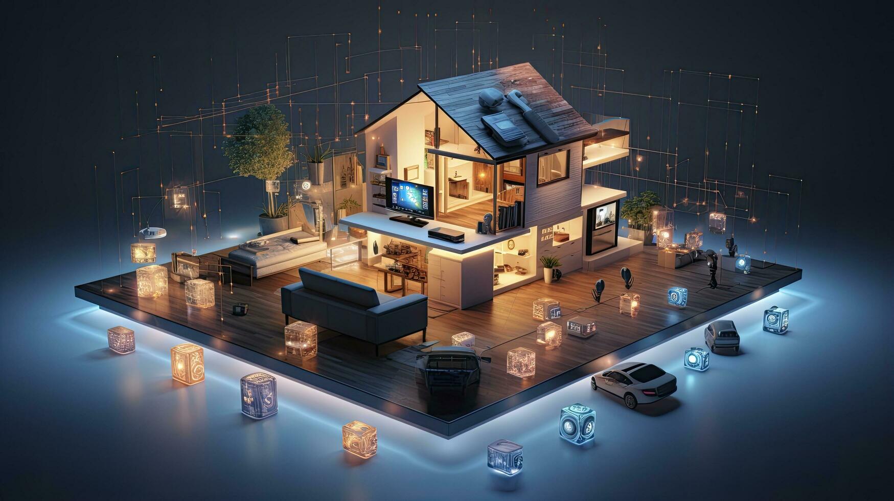 AI generated A Glimpse into the Connected Smart Home of Tomorrow. AI Generated photo