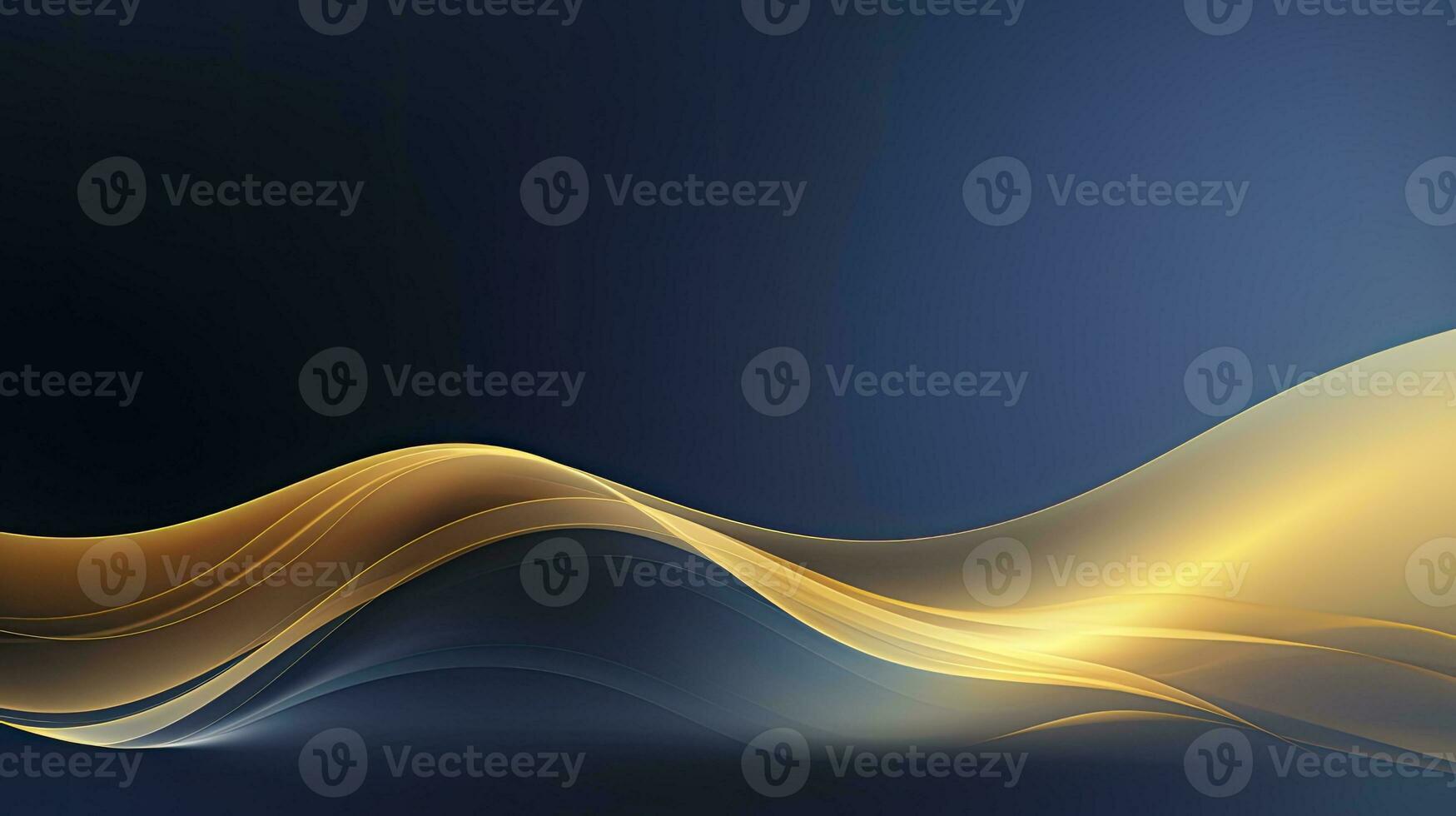 AI generated Gold and navy blue waves abstract. AI Generated. photo