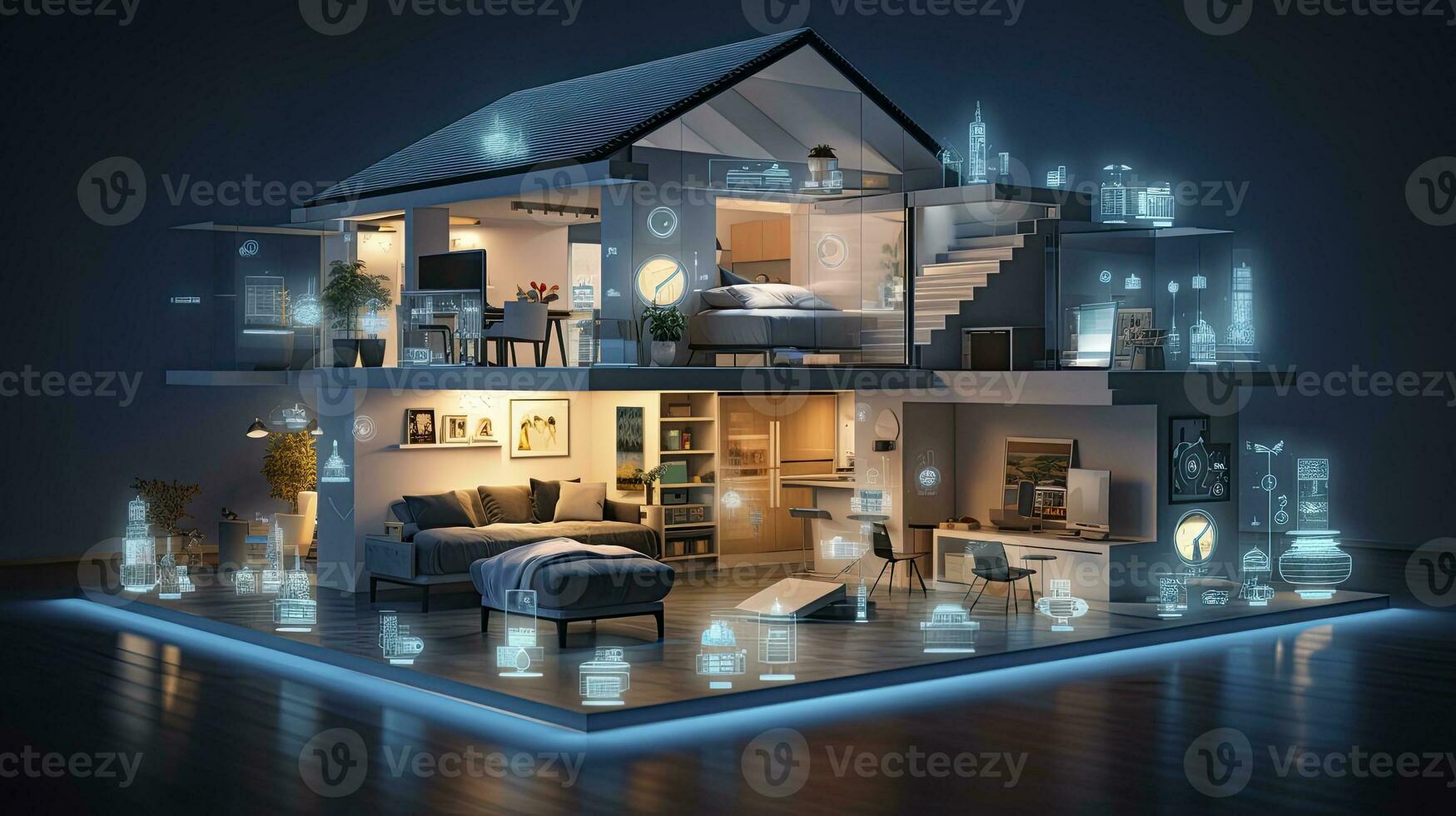 AI generated A Glimpse into the Connected Smart Home of Tomorrow. AI Generated photo