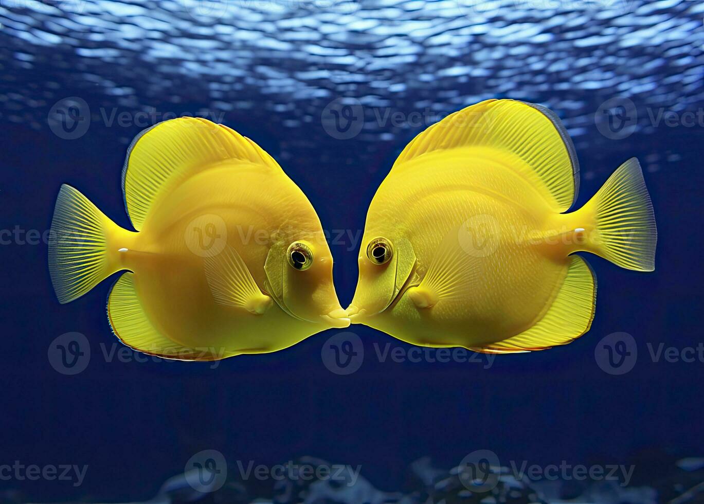 AI generated Two yellow tangs, face to face.  AI Generated. photo