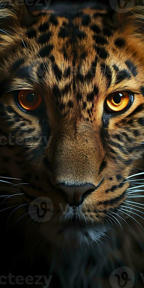 AI generated Leopard macro photography. AI Generated photo