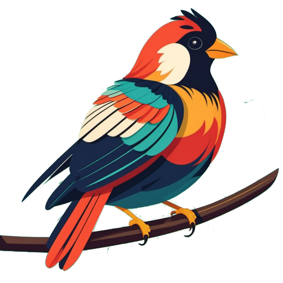 AI generated illustration of a bird with beautiful colored feathers png