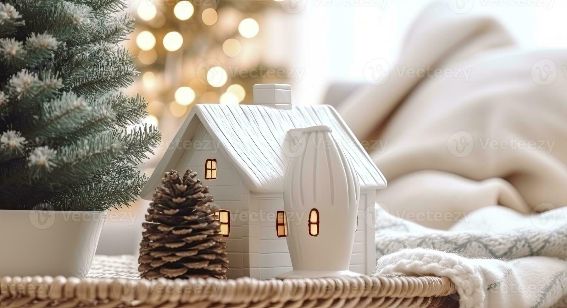 AI generated A cozy concept of festive home decoration for Christmas. AI Generated photo