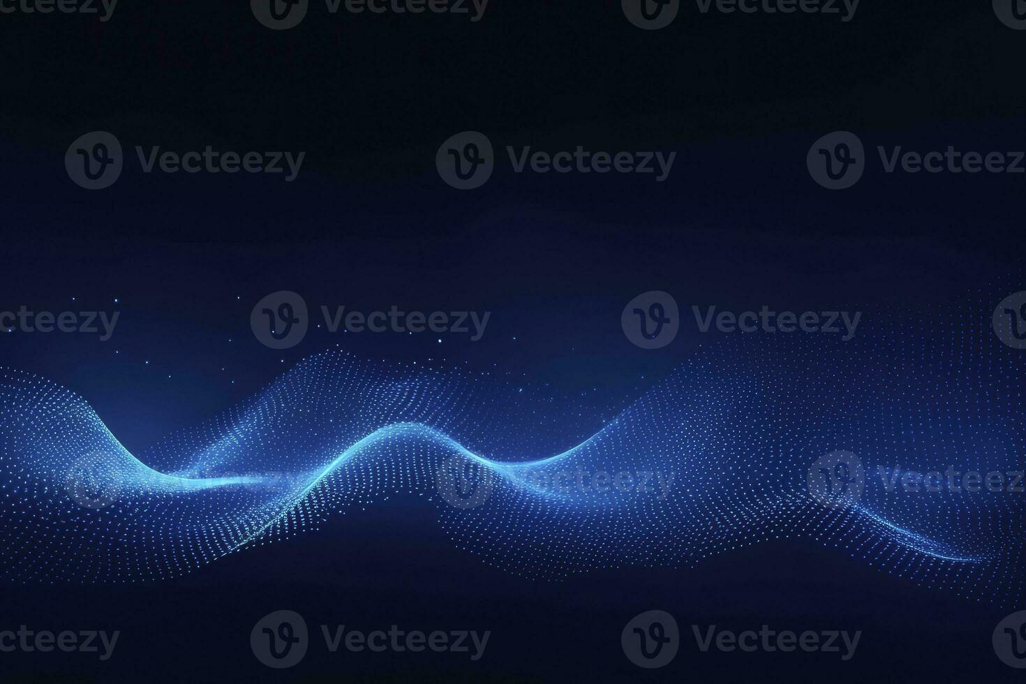 AI generated Dynamic blue particle wave. Abstract sound visualization. Digital structure of the wave flow of luminous particles. AI Generated. photo