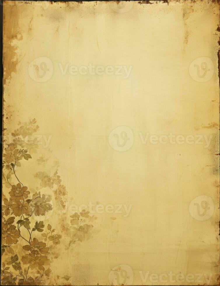 AI generated Sheet of vintage yellowed paper. AI Generated photo