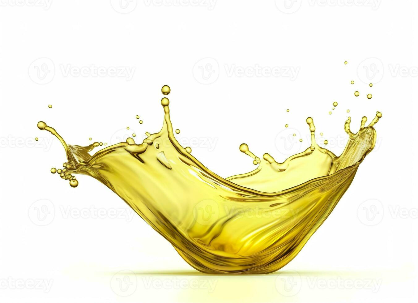 AI generated Olive or engine oil splash, cosmetic serum liquid isolated on white background. Generative AI photo