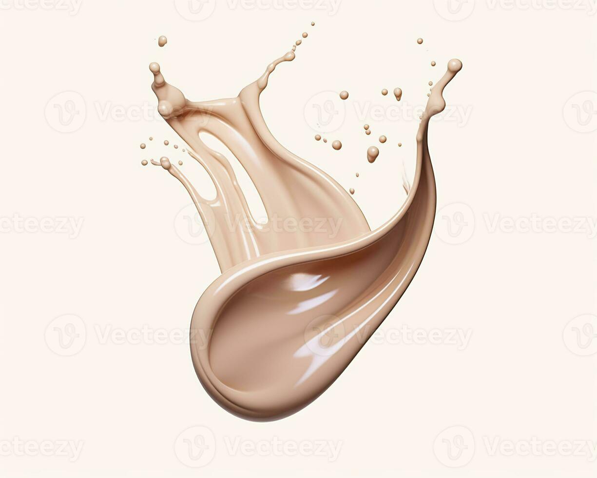 AI generated Liquid foundation splash element, fluid cosmetic cream 3d rendering. AI Generated photo