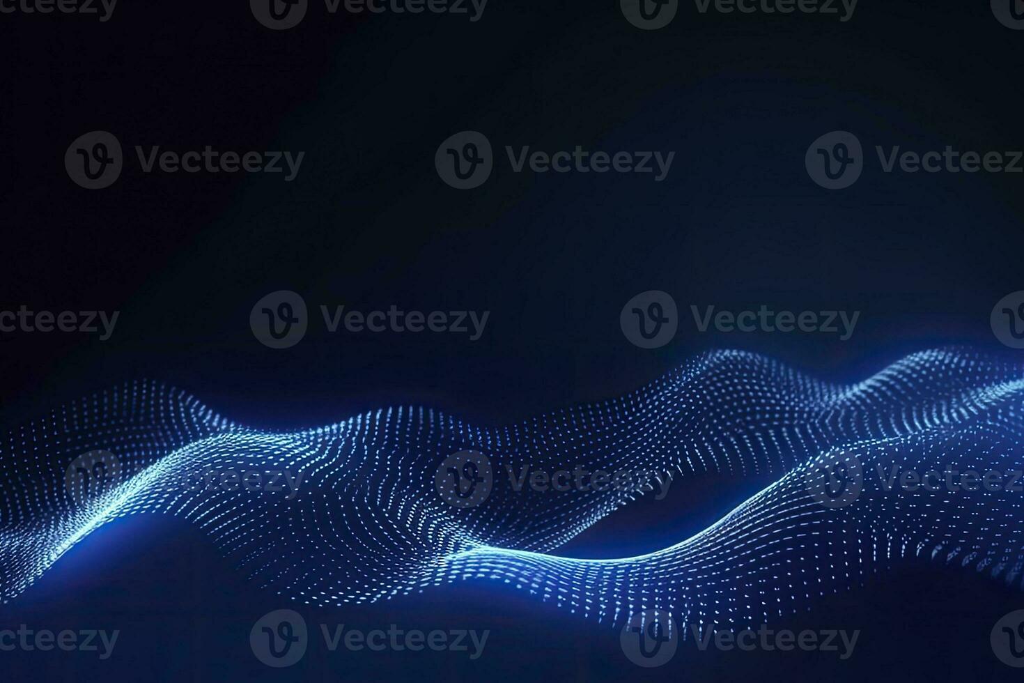 AI generated Dynamic blue particle wave. Abstract sound visualization. Digital structure of the wave flow of luminous particles. AI Generated. photo