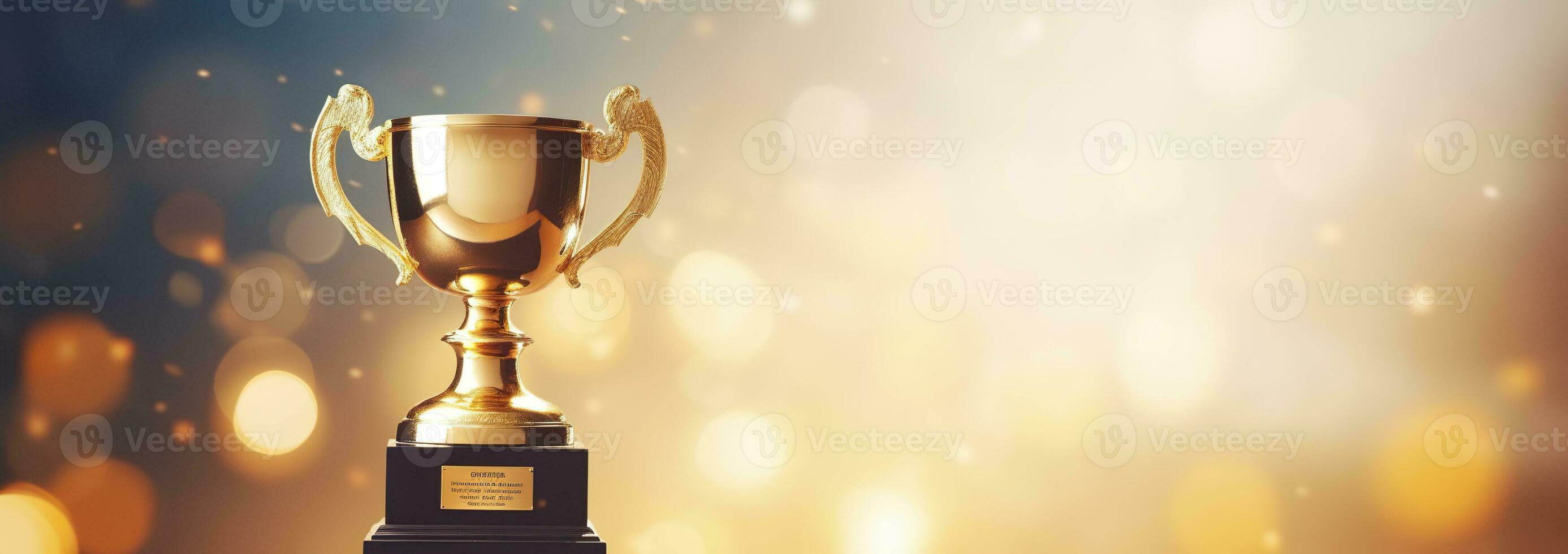 AI generated Champion golden trophy for winner background. Success and achievement concept. Generative AI photo