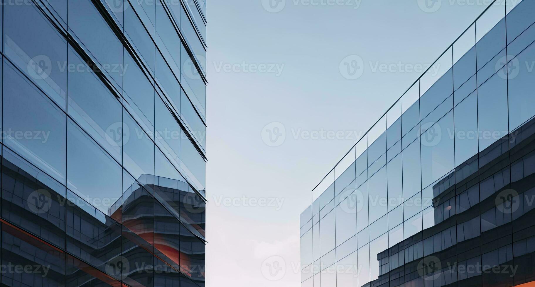 ai generado dos moderno edificios con vaso ventanas arquitectura diseño de edificios ai generado foto