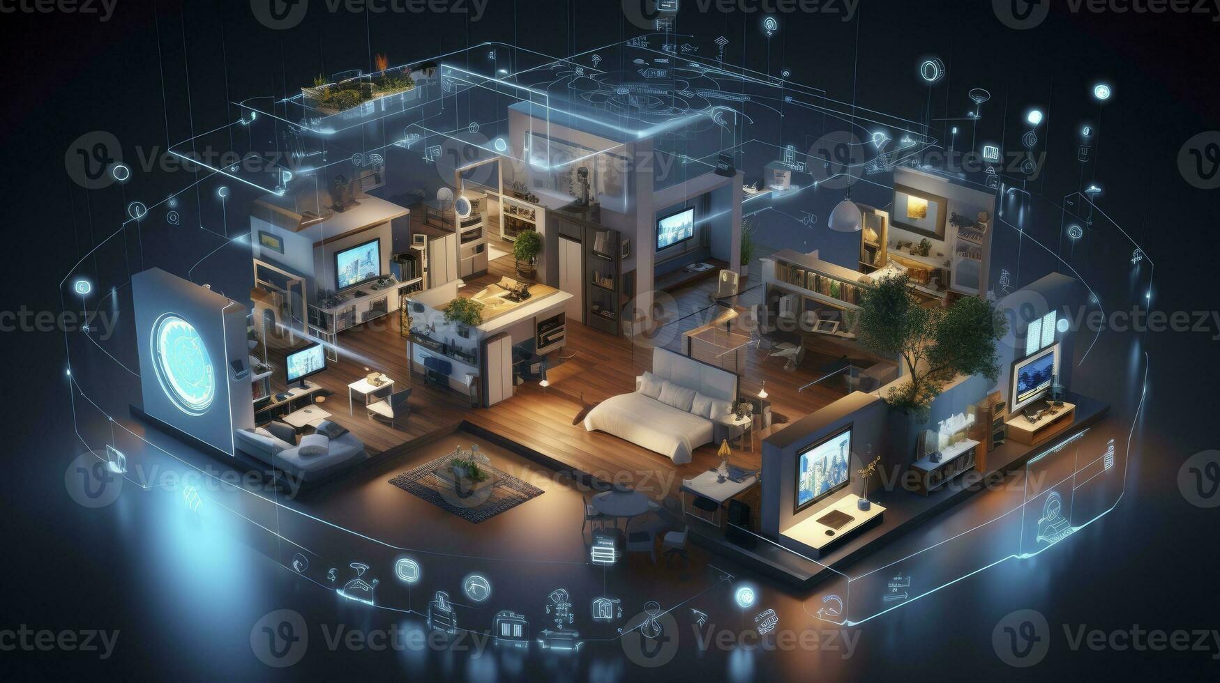 AI generated A Glimpse into the Connected Smart Home of Tomorrow. AI Generated photo