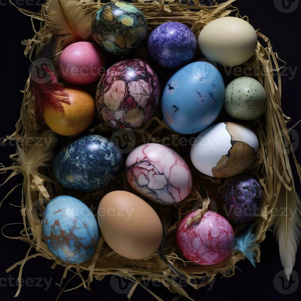 ai generado Pascua de Resurrección de colores huevos, generar ai foto