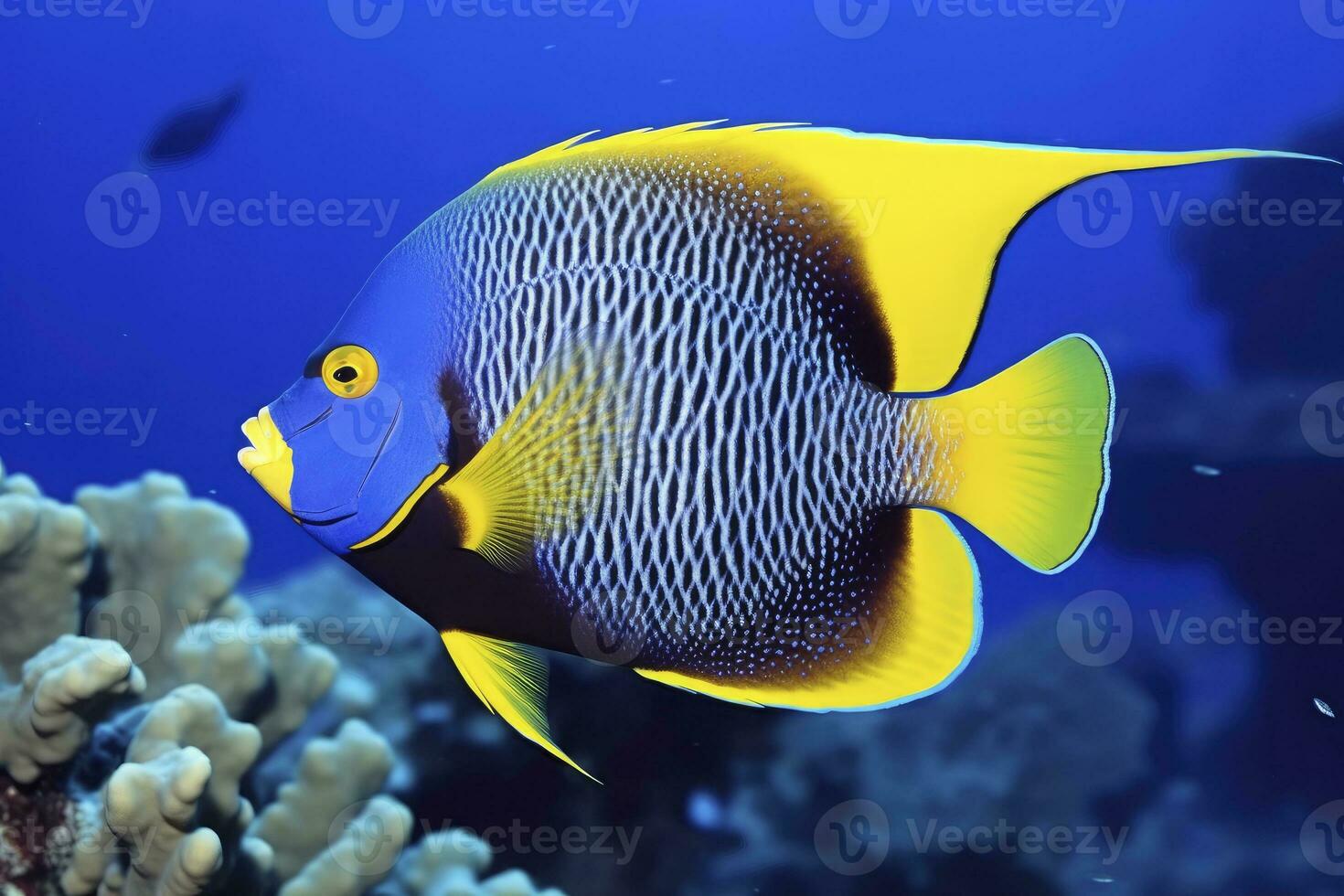 AI generated Beautiful angelfish in the ocean. AI Generated photo