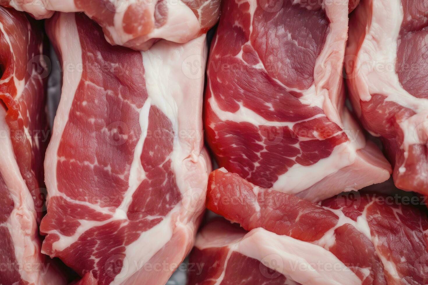 AI generated Macro shot of pork meat. Meat textured background. Beef steak is raw and juicy. AI Generated photo