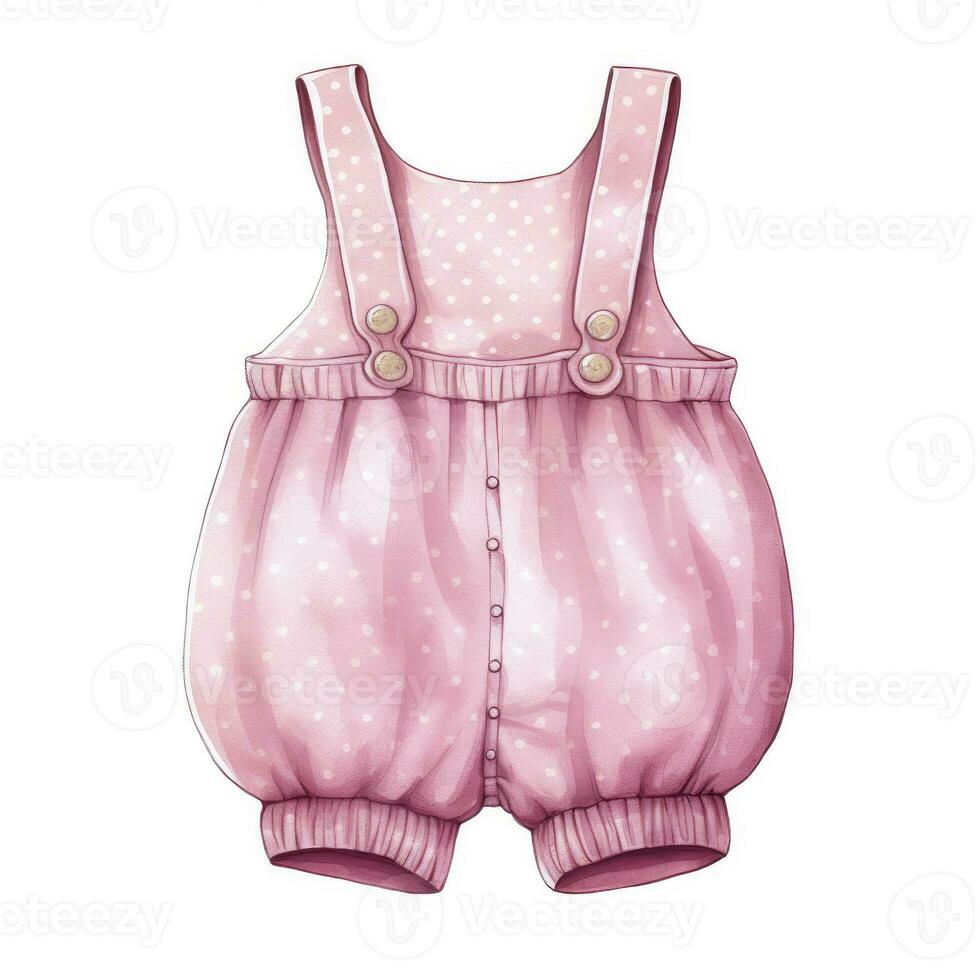 AI generated Pink baby girl romper in watercolors on a white background. AI Generated photo