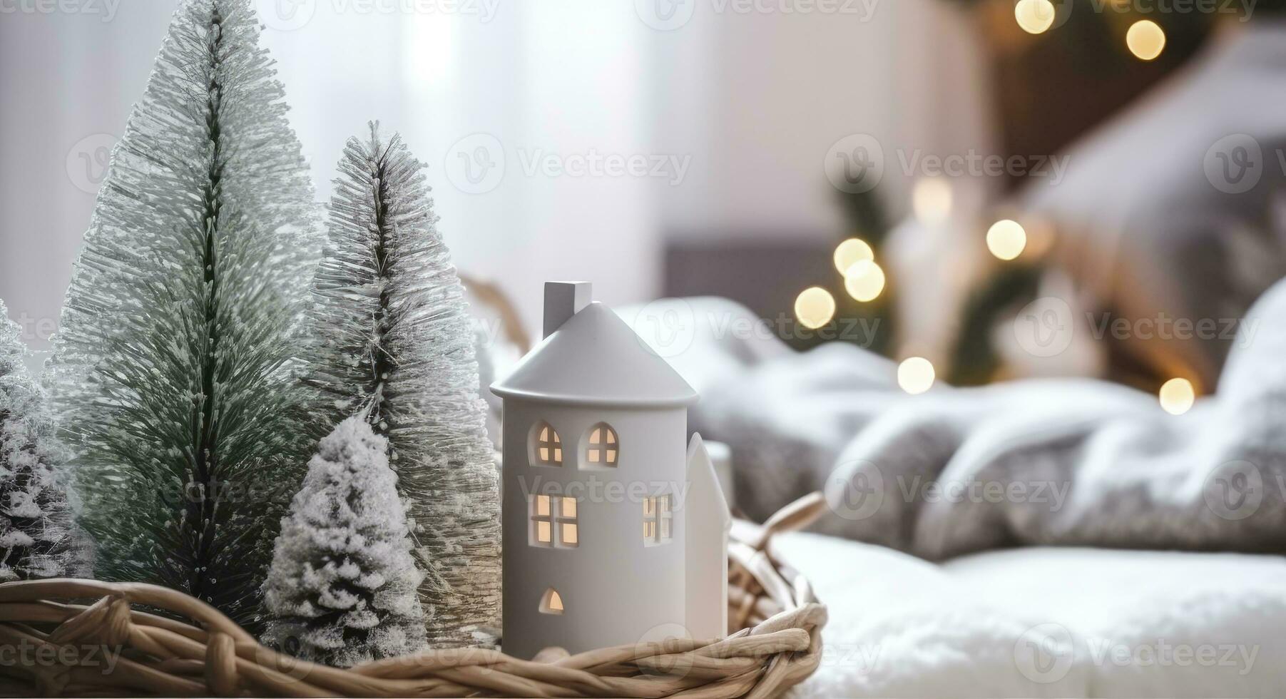 AI generated A cozy concept of festive home decoration for Christmas. AI Generated photo