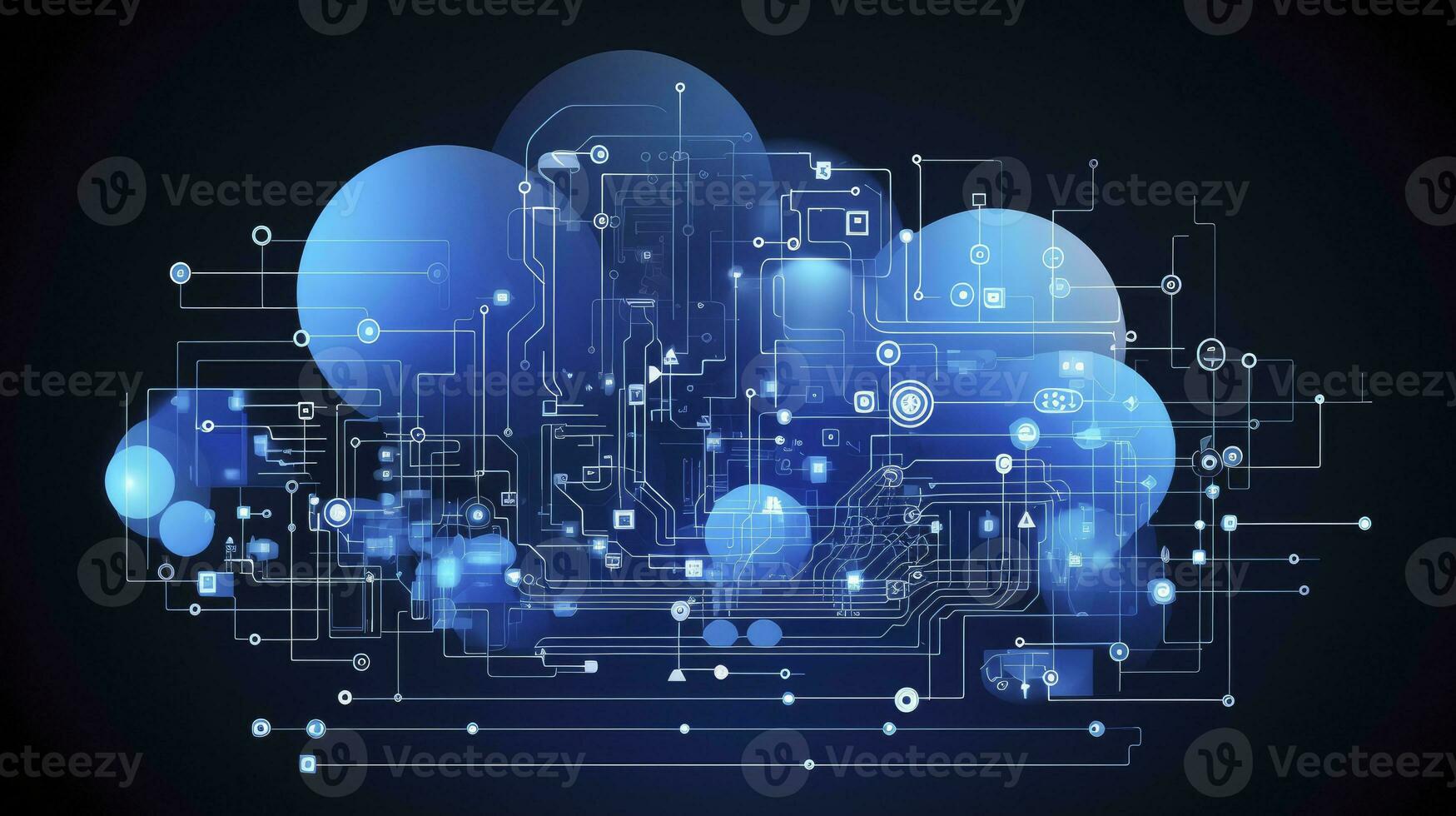 AI generated Abstract cloud computing technology concept. Generative AI. photo
