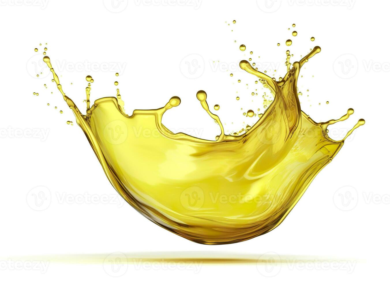 AI generated Olive or engine oil splash, cosmetic serum liquid isolated on white background. Generative AI photo