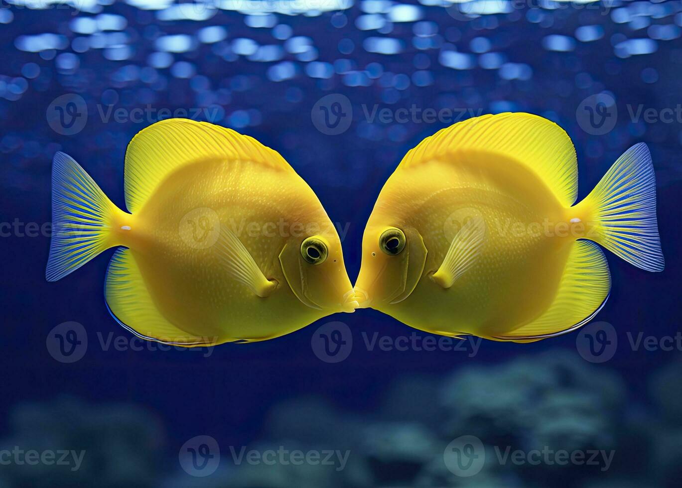 AI generated Two yellow tangs, face to face.  AI Generated. photo